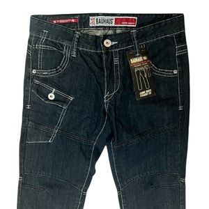 Y2K Bauhaus Straight Leg Low Rise Jeans Dark Indigo Wash Men’s Size 30 x 34 NWT